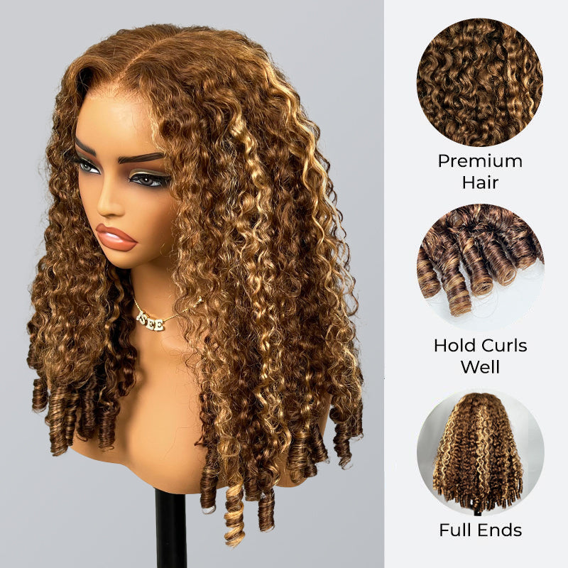 Highlight Burmese Curly 9x6 Wear Go Glueless Wig Pre-Cut Lace Beginner Friendly
