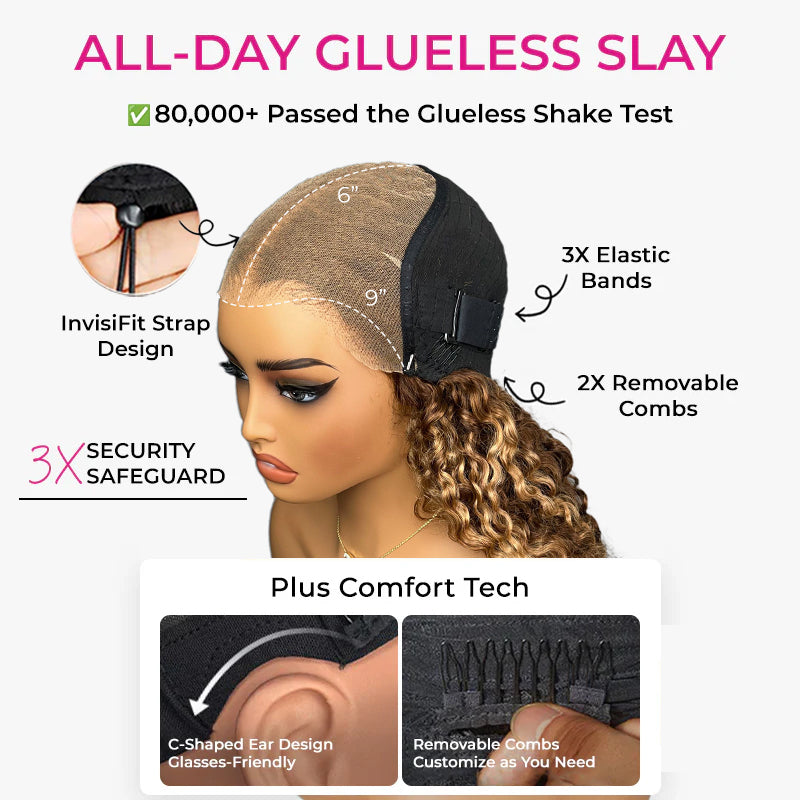 Highlight Burmese Curly 9x6 Wear Go Glueless Wig Pre-Cut Lace Beginner Friendly