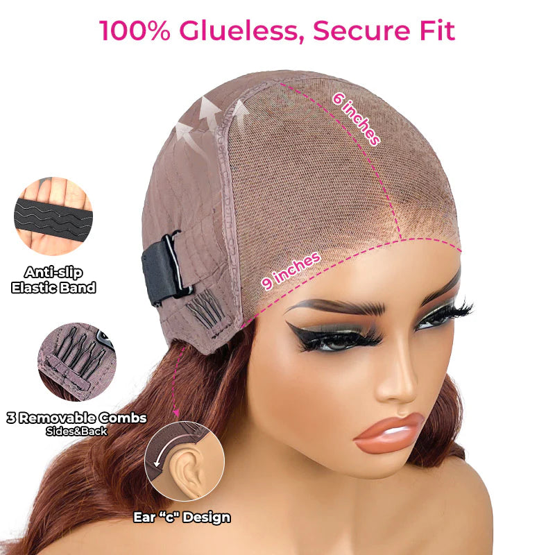 Reddish Brown Kinky Curly Wear Go Glueless Wig Pre-Cut Lace Beginner Friendly