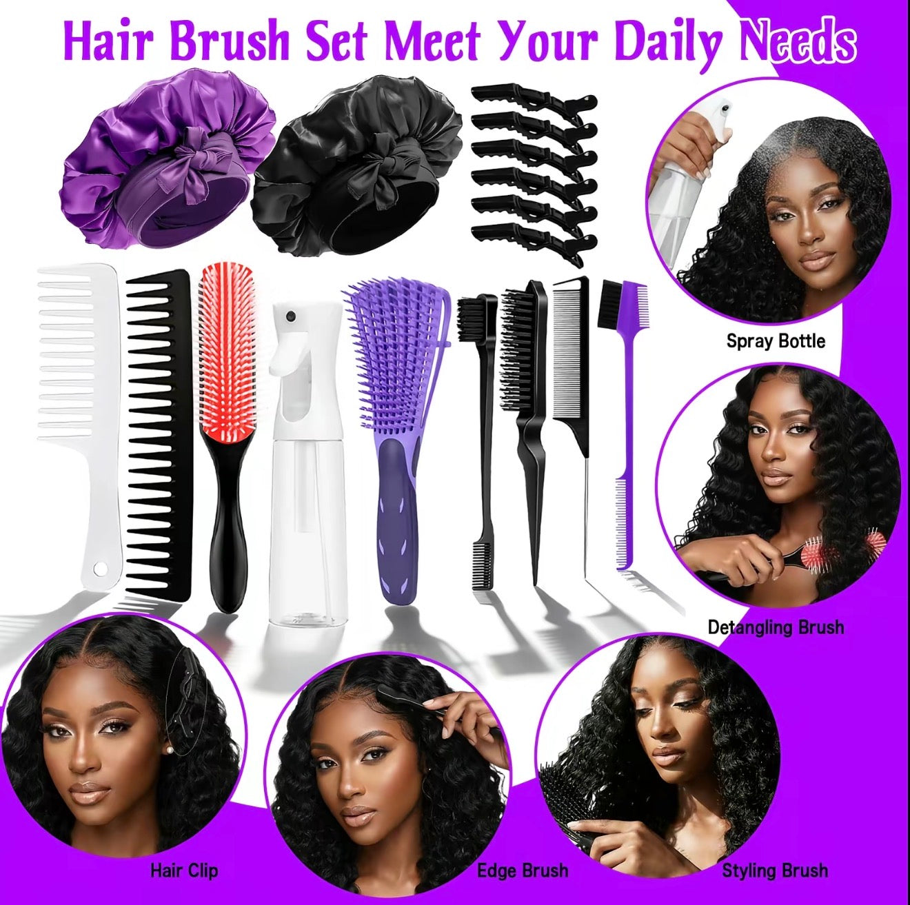 17 Counts Hair Brush Set