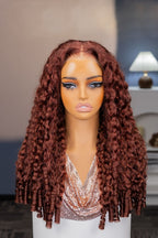 Reddish Brown Burmese Curly Wear Go Glueless Wig Pre-Cut Lace Beginner Friendly
